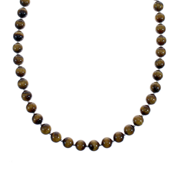 Navajo Tiger Eye Sterling Silver Bead Necklace JX126714